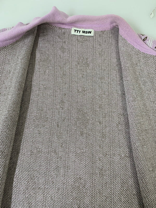 【中古品】【メンズ】 TTT_MSW ティーモダンストリートウェア FLOWER JACQUARD KNIT VEST TTT-2022SS-KT01 フラワー ジャガード ニット ベスト トップス 140-250627-jt-18-min サイズ：L カラー：パープル 万代Net店