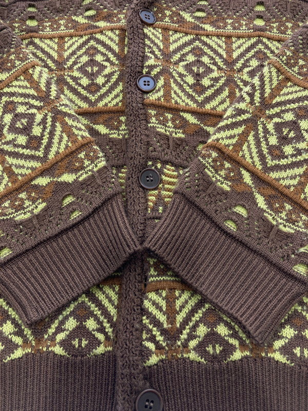 【中古品】【メンズ】 Iroquois イロコイ 279201 7GG COOGI TUCK KNIT CARDIGAN ニット カーディガン 140-250503-AS-1-min サイズ：2 カラー：ブラウン系 万代Net店