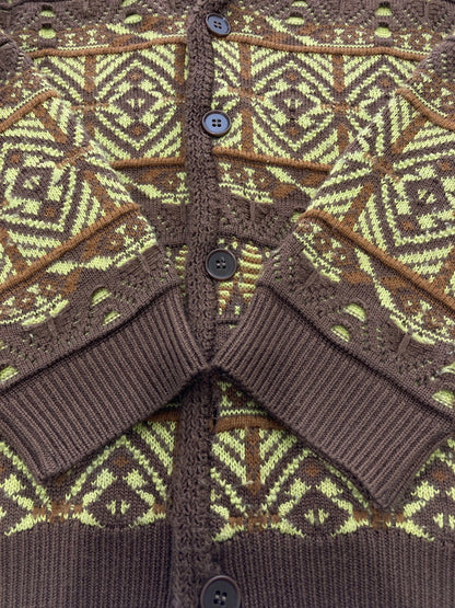 【中古品】【メンズ】 Iroquois イロコイ 279201 7GG COOGI TUCK KNIT CARDIGAN ニット カーディガン 140-250503-AS-1-min サイズ：2 カラー：ブラウン系 万代Net店
