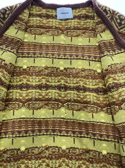 【中古品】【メンズ】 Iroquois イロコイ 279201 7GG COOGI TUCK KNIT CARDIGAN ニット カーディガン 140-250503-AS-1-min サイズ：2 カラー：ブラウン系 万代Net店