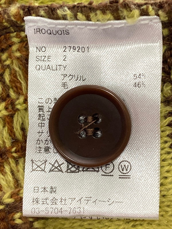 【中古品】【メンズ】 Iroquois イロコイ 279201 7GG COOGI TUCK KNIT CARDIGAN ニット カーディガン 140-250503-AS-1-min サイズ：2 カラー：ブラウン系 万代Net店