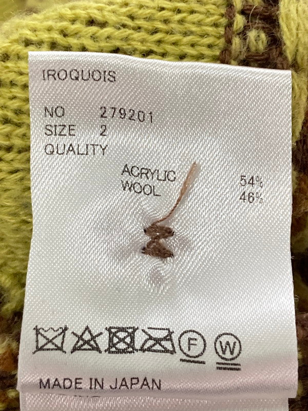 【中古品】【メンズ】 Iroquois イロコイ 279201 7GG COOGI TUCK KNIT CARDIGAN ニット カーディガン 140-250503-AS-1-min サイズ：2 カラー：ブラウン系 万代Net店