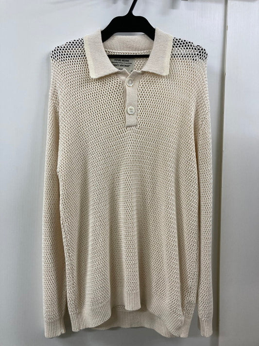 【中古品】【メンズ】 BEAMS ビームス FUTURE ARCHIVE ANTI VINTAGE KNIT POLO 11-12-0007-156 ヴィンテージ ニット ポロシャツ メンズ トップス 長袖 147-250728-em-12-min サイズ：L カラー：オフホワイト 万代Net店