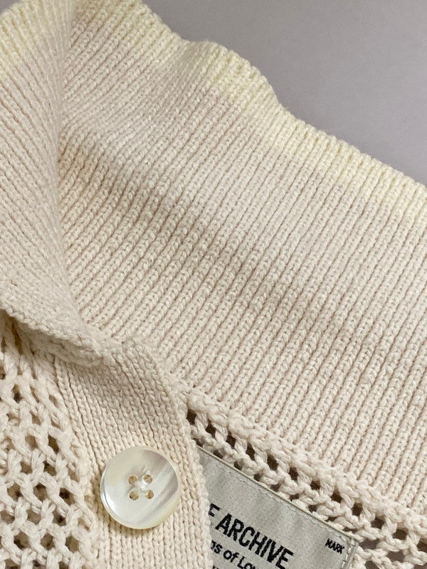 【中古品】【メンズ】 BEAMS ビームス FUTURE ARCHIVE ANTI VINTAGE KNIT POLO 11-12-0007-156 ヴィンテージ ニット ポロシャツ メンズ トップス 長袖 147-250728-em-12-min サイズ：L カラー：オフホワイト 万代Net店