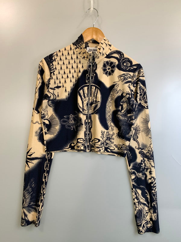 【中古品】【レディース】 Jean Paul Gaultier ジャンポール・ゴルチェ 23 15-F-TO123-J526-6359 THE HERALDRY TATTOO CROP TOP 168-250428-AS-68-min サイズ：XXL カラー：ベージュ/ブラック系 万代Net店