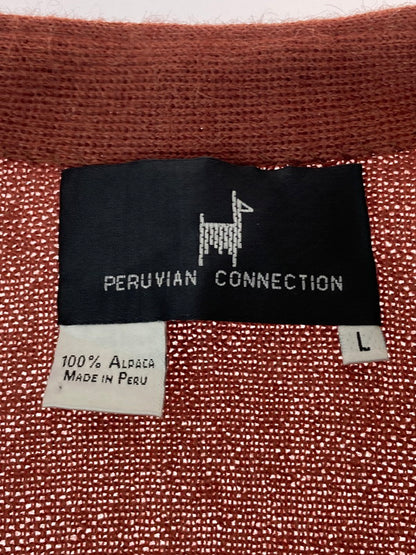 【中古品】【メンズ】 PERUVIAN CONNECTION CARDIGAN ペルビアンコネクション アルパカ カーディガン トップス ペルー製 146-250517-yn-13-min サイズ：L カラー：ブラウン系 万代Net店