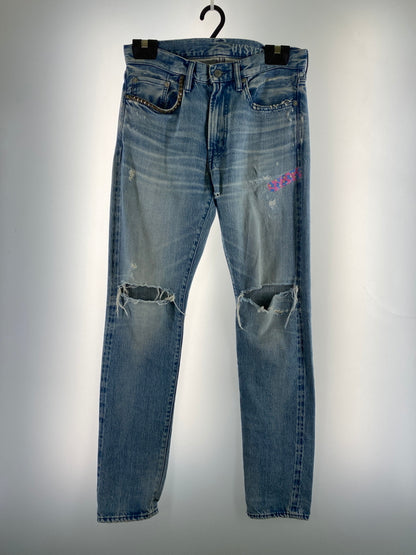 【中古品】【メンズ】 HYSTERIC GLAMOUR ヒステリックグラマー DAMAGE DENIM PANTS 02172AP06 ダメージデニムパンツ ボトムス 151-260709-yn-25-min サイズ：30 カラー：ライトインディゴ 万代Net店