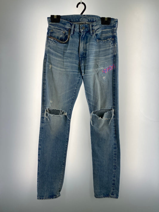 【中古品】【メンズ】 HYSTERIC GLAMOUR ヒステリックグラマー DAMAGE DENIM PANTS 02172AP06 ダメージデニムパンツ ボトムス 151-260709-yn-25-min サイズ：30 カラー：ライトインディゴ 万代Net店