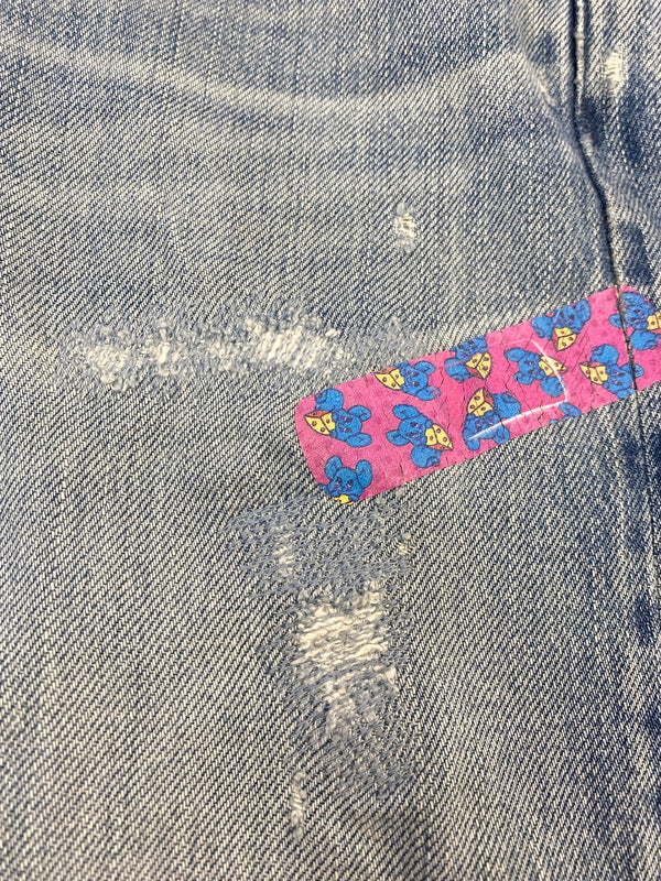 【中古品】【メンズ】 HYSTERIC GLAMOUR ヒステリックグラマー DAMAGE DENIM PANTS 02172AP06 ダメージデニムパンツ ボトムス 151-260709-yn-25-min サイズ：30 カラー：ライトインディゴ 万代Net店