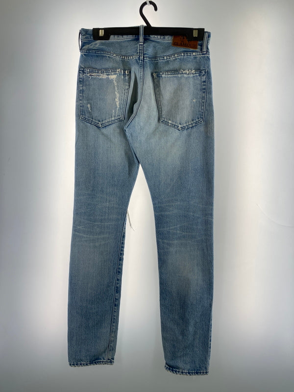 【中古品】【メンズ】 HYSTERIC GLAMOUR ヒステリックグラマー DAMAGE DENIM PANTS 02172AP06 ダメージデニムパンツ ボトムス 151-260709-yn-25-min サイズ：30 カラー：ライトインディゴ 万代Net店