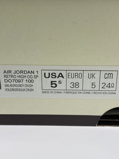 【中古美品】【レディース】 AIR JORDAN 1 RETRO HIGH OG SP A MA MANIERE DO7097-100 エア ジョーダン 1 レトロ ハイ ア マ マニエール スニーカー 靴 166-250507-yn-06-min サイズ：24.0cm US5.5 カラー：SAIL/BURGUNDY CRUSH 万代Net店