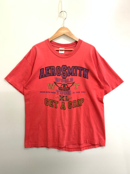 【中古品】【メンズ】 AEROSMITH エアロスミス 90S GET A GRIP WORLD TOUR TEE Tシャツ トップス 146-250503-ks-05-min サイズ：L カラー：ピンク系 万代Net店