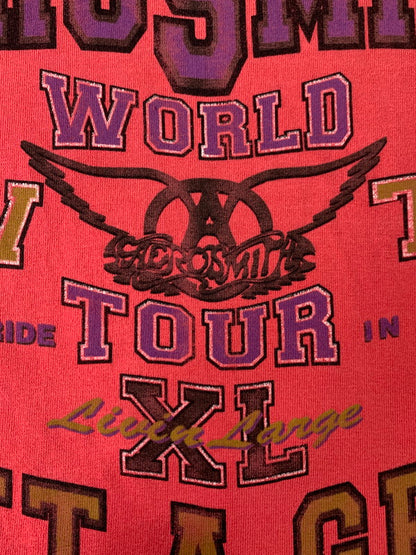 【中古品】【メンズ】 AEROSMITH エアロスミス 90S GET A GRIP WORLD TOUR TEE Tシャツ トップス 146-250503-ks-05-min サイズ：L カラー：ピンク系 万代Net店