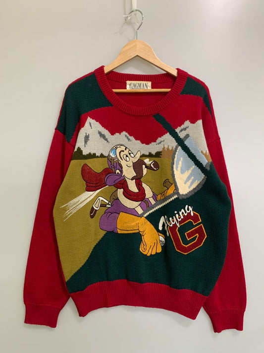 【中古品】【メンズ】 GAGMAN ギャグマン GOLF おじさん刺繍WOOL KNIT ゴルフ おじさん刺繍ウールニット トップス 146-260409-SH-08-min サイズ：4 カラー：マルチカラー 万代Net店