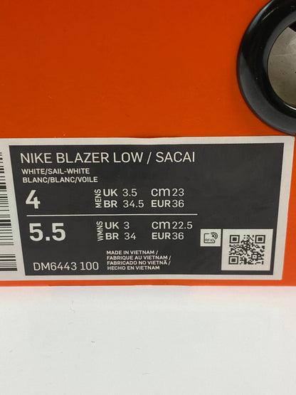 【中古品】【レディース】 NIKE ナイキ BLAZER LOW / SACAI DM6443-100 ブレーザー ロー サカイ スニーカー 靴 166-250509-yn-20-min サイズ：23.0cm US4 カラー：WHITE/SAIL-WHITE 万代Net店