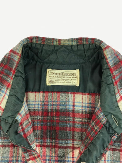 【中古品】【メンズ】 PENDLETON ペンドルトン 70'S WOOL WESTERN SHIRT 70年代 ウール ウエスタン シャツ 長袖シャツ 146-251027-na-06-tag サイズ：L カラー：レッド系 万代Net店