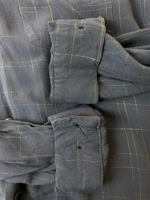 【中古品】【メンズ】 SUGAR CANE シュガーケーン RAYON SHIRT レーヨンシャツ メンズ トップス 長そで コバート チェック オープン シャツ 145-250620-em-11-min カラー：グレー系 万代Net店