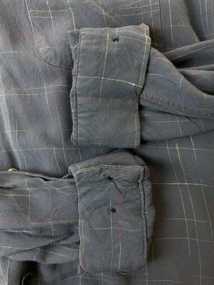 【中古品】【メンズ】 SUGAR CANE シュガーケーン RAYON SHIRT レーヨンシャツ メンズ トップス 長そで コバート チェック オープン シャツ 145-250620-em-11-min カラー：グレー系 万代Net店