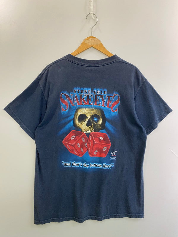 【中古品】【メンズ】 WWE 90S STONE COLD SNAKE EYE TEE Tシャツ トップス 146-250710-ks-20-min サイズ：L カラー：ネイビー 万代Net店