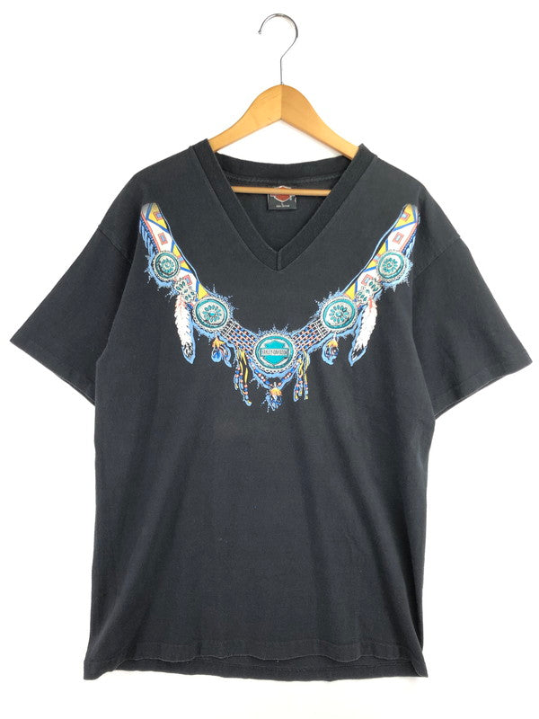 【現状渡し品】【メンズ】 HARLEY DAVIDSON ハーレーダビッドソン 1993 NATIVE AMERICAN TEE ネイティブ アメリカン Tシャツ トップス 146-260607-rt-22-tagh サイズ：L カラー：ブラック 万代Net店