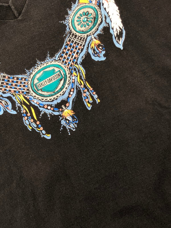 【現状渡し品】【メンズ】 HARLEY DAVIDSON ハーレーダビッドソン 1993 NATIVE AMERICAN TEE ネイティブ アメリカン Tシャツ トップス 146-260607-rt-22-tagh サイズ：L カラー：ブラック 万代Net店