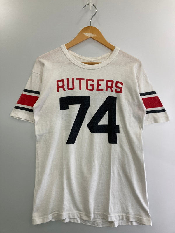 【中古品】【メンズ】 Champion チャンピオン 60's RUTGERS FOOTBALL TEE ショートスリーブTシャツ 半袖Tシャツ トップス 146-250508-yn-03-min サイズ：L カラー：ホワイト 万代Net店