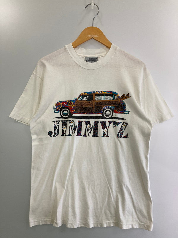 【中古品】【メンズ】 JIMMY'Z 80-90's WOODY WAGON PRINT TEE ジミーズ プリントTシャツ 半袖Tシャツ トップス 146-250508-yn-01-min サイズ：M カラー：ホワイト 万代Net店