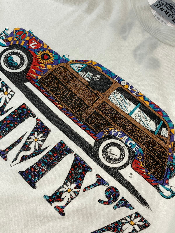 【中古品】【メンズ】 JIMMY'Z 80-90's WOODY WAGON PRINT TEE ジミーズ プリントTシャツ 半袖Tシャツ トップス 146-250508-yn-01-min サイズ：M カラー：ホワイト 万代Net店