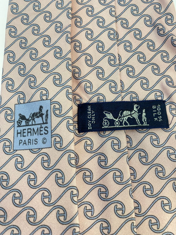 【中古品】【メンズ/レディース】 HERMES エルメス シルク100％ ネクタイ 5244 SA H柄 メンズ ネクタイ H織りタイ ビジネス カジュアル 183-250602-em-01-min カラー：ピンク系 万代Net店