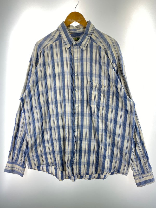 【中古品】【メンズ】 JOHNNY COTTON ジョニーコットン 90S SHIRT 90年代 チェックシャツ トップス 146-250724-cn-9-min サイズ：XL カラー：オフホワイト/ブルー/チェック柄 万代Net店