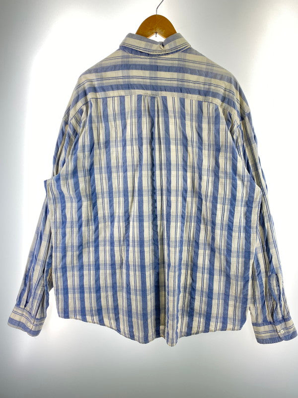 【中古品】【メンズ】 JOHNNY COTTON ジョニーコットン 90S SHIRT 90年代 チェックシャツ トップス 146-250724-cn-9-min サイズ：XL カラー：オフホワイト/ブルー/チェック柄 万代Net店