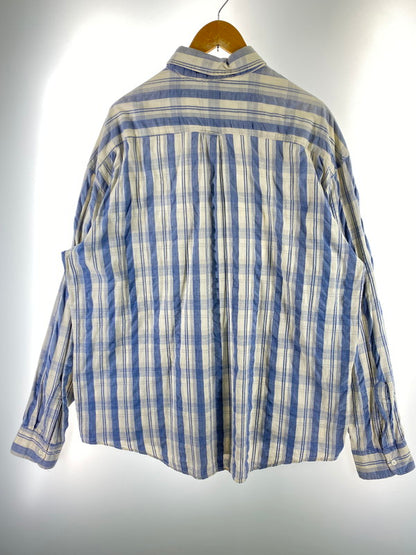【中古品】【メンズ】 JOHNNY COTTON ジョニーコットン 90S SHIRT 90年代 チェックシャツ トップス 146-250724-cn-9-min サイズ：XL カラー：オフホワイト/ブルー/チェック柄 万代Net店