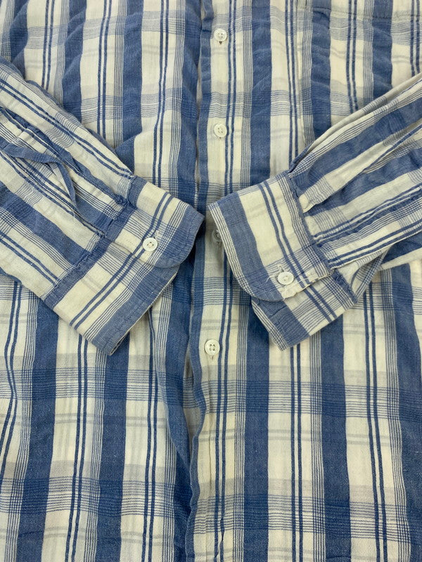 【中古品】【メンズ】 JOHNNY COTTON ジョニーコットン 90S SHIRT 90年代 チェックシャツ トップス 146-250724-cn-9-min サイズ：XL カラー：オフホワイト/ブルー/チェック柄 万代Net店