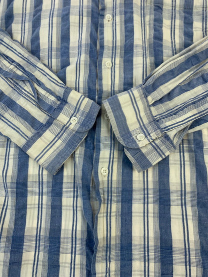 【中古品】【メンズ】 JOHNNY COTTON ジョニーコットン 90S SHIRT 90年代 チェックシャツ トップス 146-250724-cn-9-min サイズ：XL カラー：オフホワイト/ブルー/チェック柄 万代Net店