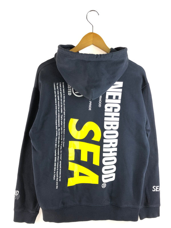 【中古品】【メンズ】 WIND AND SEA LOGO PRINT HOODIE ウィンダンシー ロゴ プリント フーディー パーカー トップス 142-251028-rt-14-tag サイズ：M カラー：ネイビー 万代Net店