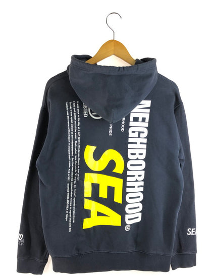 【中古品】【メンズ】 WIND AND SEA LOGO PRINT HOODIE ウィンダンシー ロゴ プリント フーディー パーカー トップス 142-251028-rt-14-tag サイズ：M カラー：ネイビー 万代Net店