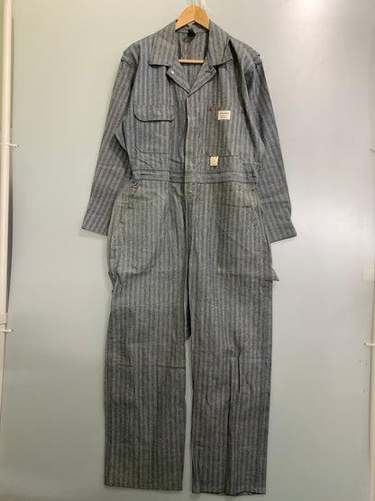 【中古品】【メンズ】 BIGMAC 60's FISHER STRIPE ALL IN ONE 5887-6120 ビッグマック フィッシャーストライプオールインワン ツナギ 157-250513-yn-22-min サイズ：42 カラー：ネイビー 万代Net店