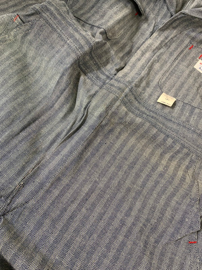 【中古品】【メンズ】 BIGMAC 60's FISHER STRIPE ALL IN ONE 5887-6120 ビッグマック フィッシャーストライプオールインワン ツナギ 157-250513-yn-22-min サイズ：42 カラー：ネイビー 万代Net店