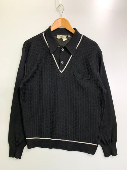【中古品】【メンズ】 FRANCO ROSINI フランコロッシーニ 60S KNIT POLO XL ニット ポロシャツ 長袖 146-250710-SS-03-min カラー：ブラック 万代Net店
