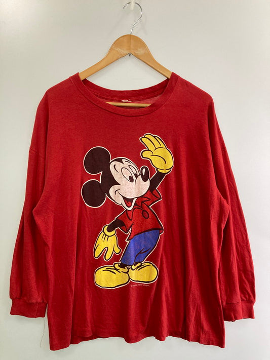 【現状渡し品】【メンズ】 USED ユーズド 80-90S MICKEY MOUSE LS TEE Tシャツ トップス 146-250710-ks-97-min カラー：レッド 万代Net店