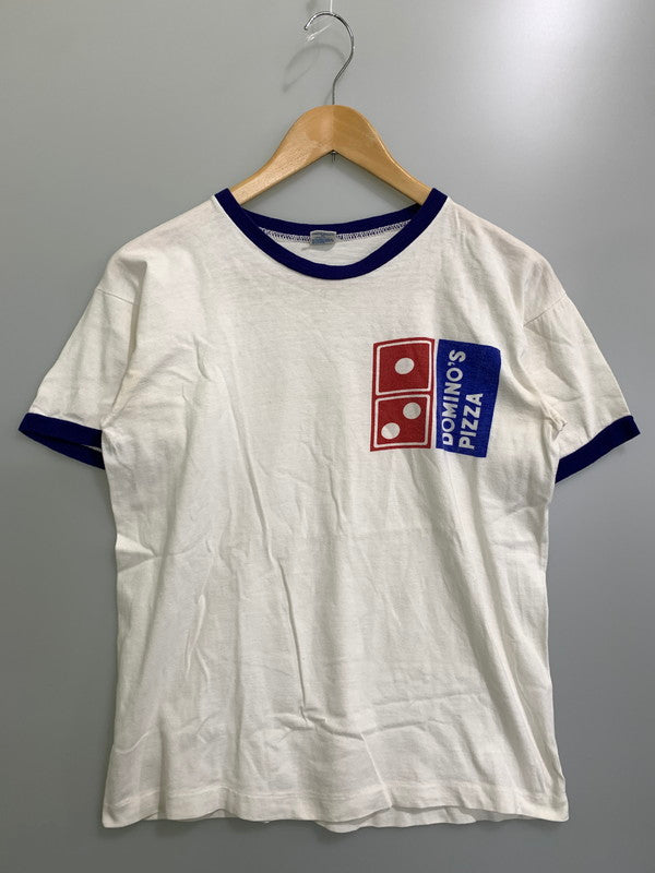 【中古品】【メンズ】 Champion チャンピオン DOMINO PIZZA RINGER TEE ショートスリーブTシャツ 半袖Tシャツ トップス バータグ 146-250513-yn-11-min サイズ：M カラー：ホワイト 万代Net店