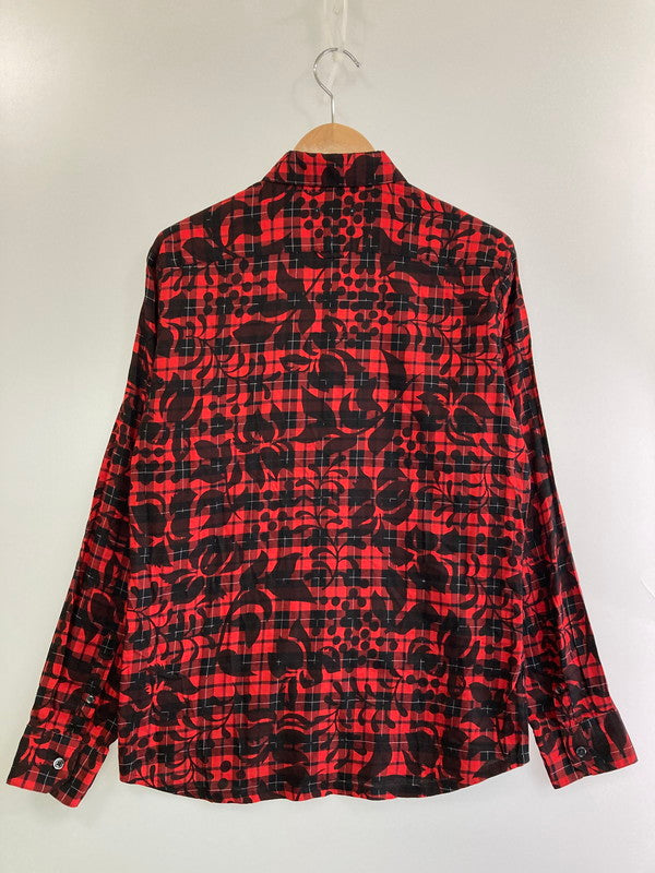 【中古品】【メンズ】 SOPHNET. ソフネット SOPH-170085 17SS FLOWER OVER PRINT CHECK REGULAR COLLAR SHIRT カラーシャツ 142-250518-ks-07-min サイズ：S カラー：レッド系 万代Net店