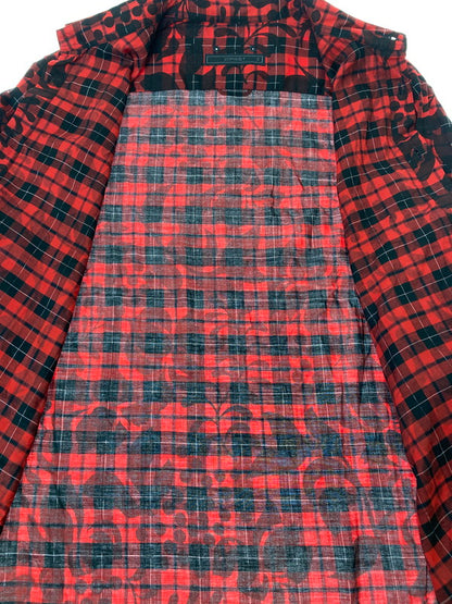 【中古品】【メンズ】 SOPHNET. ソフネット SOPH-170085 17SS FLOWER OVER PRINT CHECK REGULAR COLLAR SHIRT カラーシャツ 142-250518-ks-07-min サイズ：S カラー：レッド系 万代Net店