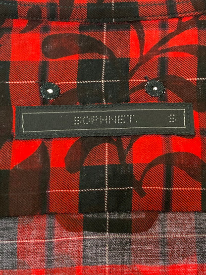 【中古品】【メンズ】 SOPHNET. ソフネット SOPH-170085 17SS FLOWER OVER PRINT CHECK REGULAR COLLAR SHIRT カラーシャツ 142-250518-ks-07-min サイズ：S カラー：レッド系 万代Net店