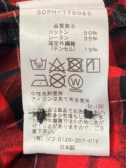 【中古品】【メンズ】 SOPHNET. ソフネット SOPH-170085 17SS FLOWER OVER PRINT CHECK REGULAR COLLAR SHIRT カラーシャツ 142-250518-ks-07-min サイズ：S カラー：レッド系 万代Net店