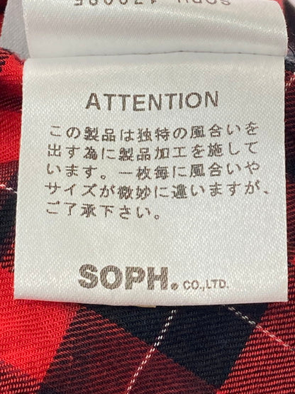 【中古品】【メンズ】 SOPHNET. ソフネット SOPH-170085 17SS FLOWER OVER PRINT CHECK REGULAR COLLAR SHIRT カラーシャツ 142-250518-ks-07-min サイズ：S カラー：レッド系 万代Net店