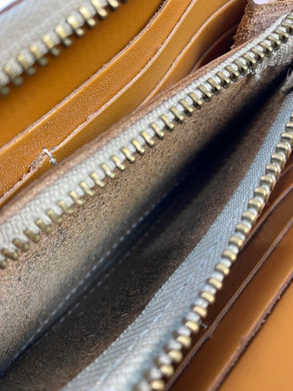 【中古品】【メンズ】 革蛸謹製 かわたこきんせい TAKOジップ ラウンドジップ 長財布 たこジップ ウォレット 200-250530-em-02-min カラー：ベージュ系 万代Net店