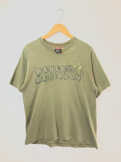 【中古品】【メンズ】 HARLEY DAVIDSON ハーレー ダビッドソン 00's NORTH TEXAS TEE ノース テキサス Tシャツ トップス 146-260510-rt-14-tag サイズ：L カラー：カーキ 万代Net店