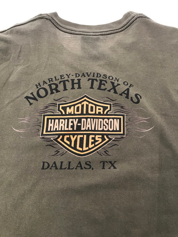 【中古品】【メンズ】 HARLEY DAVIDSON ハーレー ダビッドソン 00's NORTH TEXAS TEE ノース テキサス Tシャツ トップス 146-260510-rt-14-tag サイズ：L カラー：カーキ 万代Net店