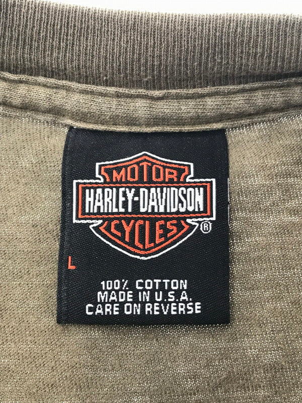 【中古品】【メンズ】 HARLEY DAVIDSON ハーレー ダビッドソン 00's NORTH TEXAS TEE ノース テキサス Tシャツ トップス 146-260510-rt-14-tag サイズ：L カラー：カーキ 万代Net店